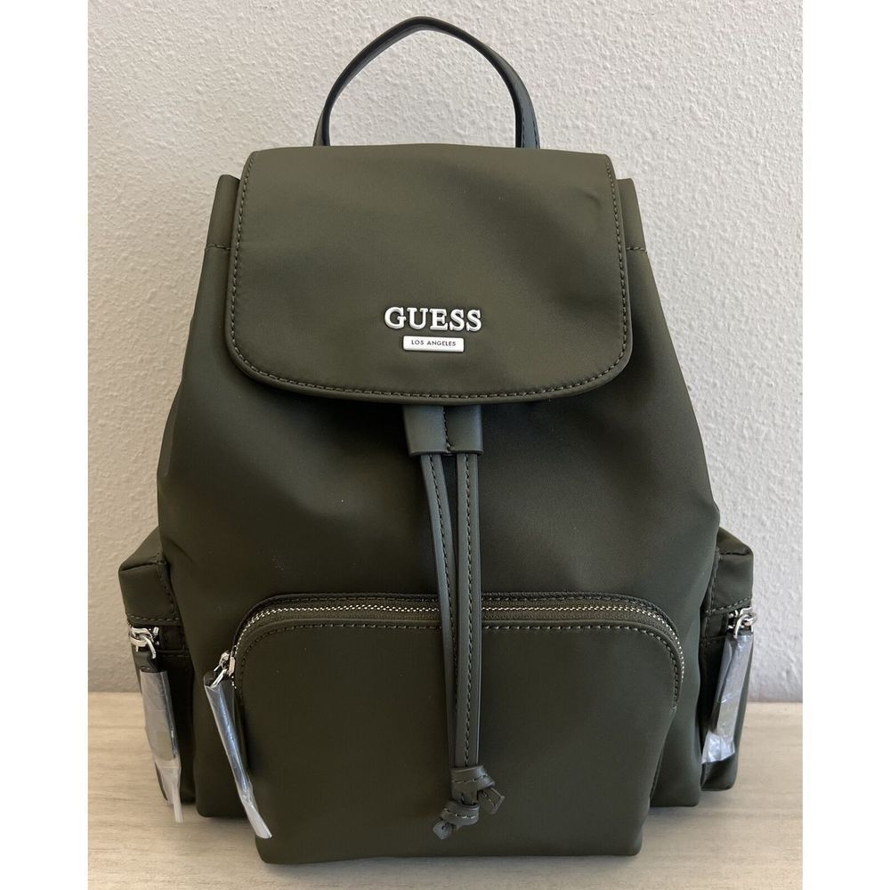 GUESS NL889431 ABERNATHY NYLON OLIVE BACKPACK TOTE BAG